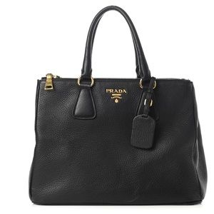 Large Prada Vitello Daino Double Zip Tote